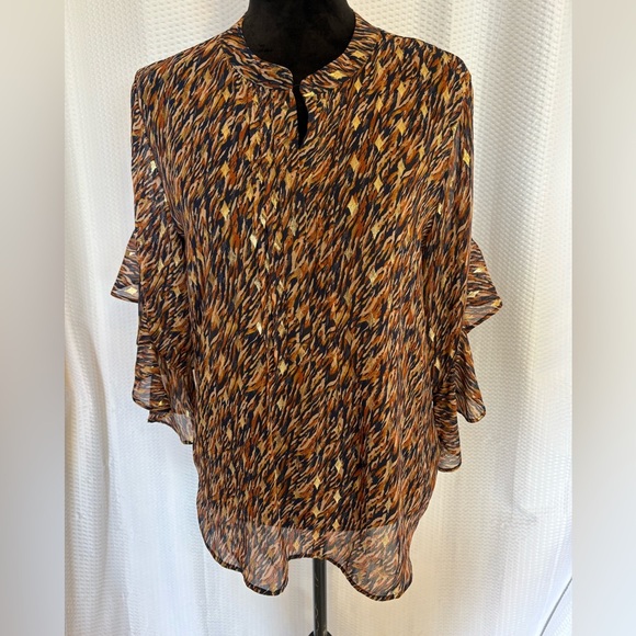 Vince Camuto v-neck 3/4 sleeve glittery blouse size medium - Picture 2 of 8